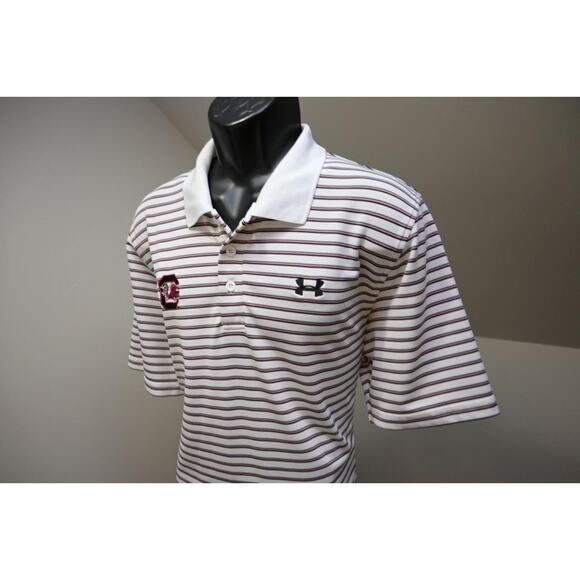Under Armour Golf Polo HeatGear Carolina Gamecocks Athletic Shirt Mens Sz Large - Picture 1 of 11